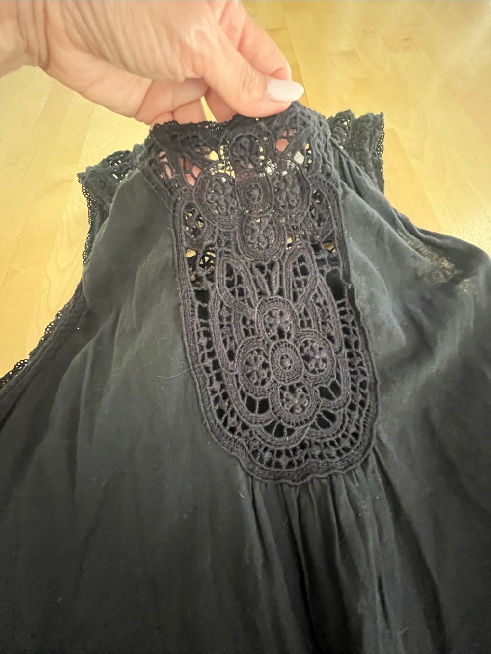 Lovestitch Black Lace Embellished Top Small
